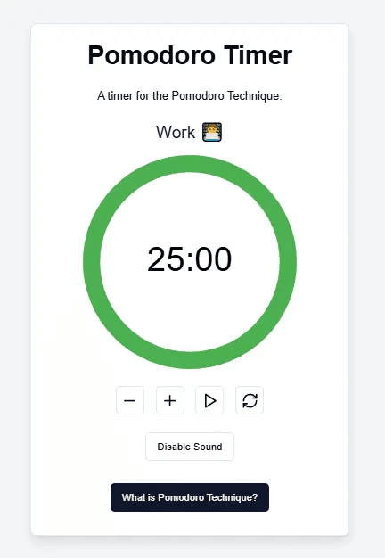 Pomodoro Timer Widget